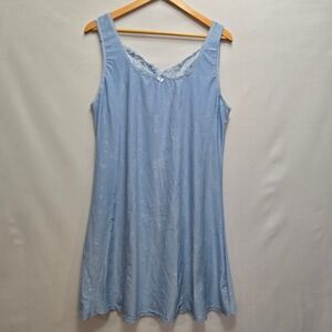Delta Burke Baby Blue Floral Embroidered Lace Trim Slip Dress Coquette Size 3X